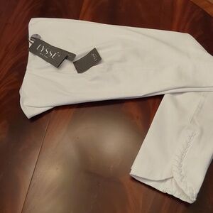 Lysse New York White Pull On Cropped Pants with Braided Detail Cuff Size Large